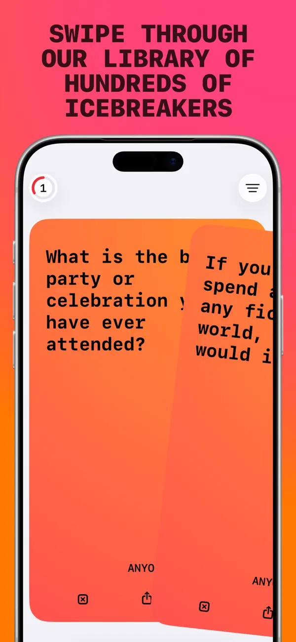 Swipe through icebreakers